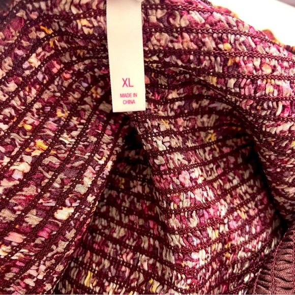 Xhilaration Women’s XL Ribbed Top Jumpsuit XL with Pockets Floral Burgundy Boho - Picture 10 of 13
